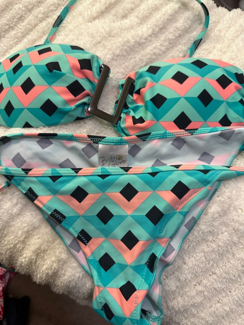 Body Glove Teal & Coral Geometric Bikini Set